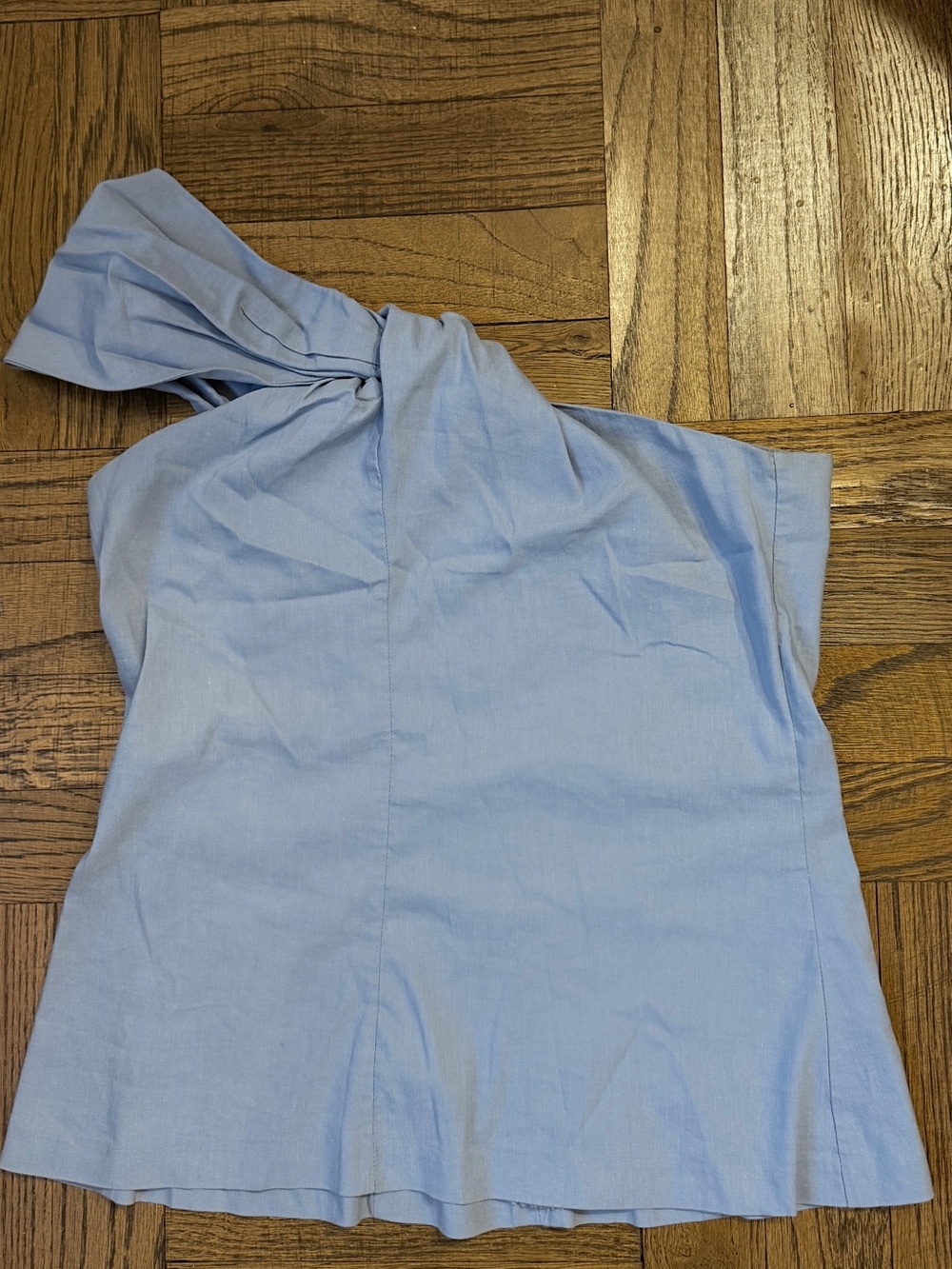 Zara Light Blue One-Shoulder with Knot Detail